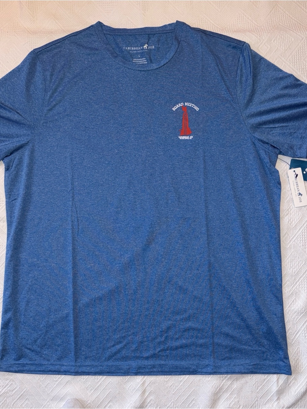 Caribbean Joe Men's Heather Royal Blue Short-Sleeve Tee with Red Logo